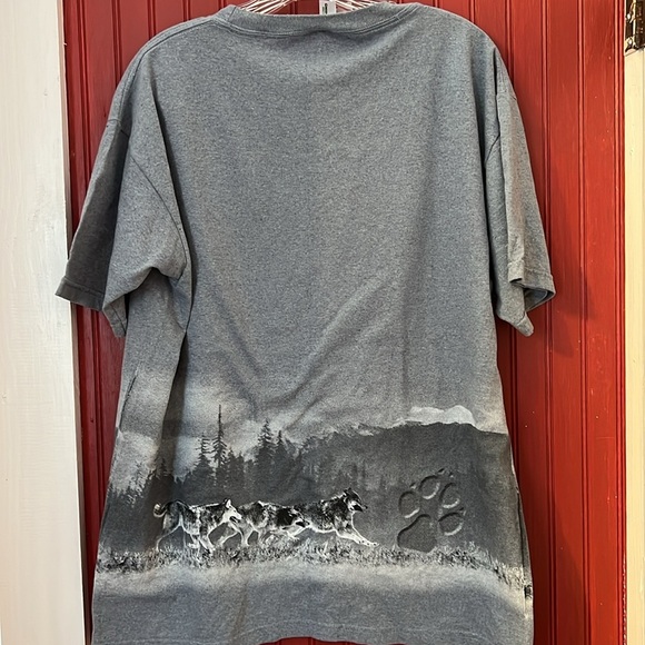 Gray Columbus Zoo Wolf Graphic Double Sided T-Shirt L - Picture 3 of 5